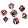 Metal Game Dice Set D&D,DNDND Heavy Metallic DND Dice Set with Grogeous Gift Metal Tin for Dungeons and Dragons Tabletop Games Blender Red and Black