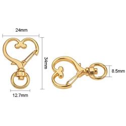 WANDIC Heart Shape Clasp, 50 Pcs Metal Lobster Claw Clasps Swivel Snap Hook for Keychains, Bags, Jewelry Making