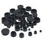 TecUnite 60 Pieces Mixed Sizes Black Round Plastic Plugs, Glide Insert End Caps for Chair Table Stool Leg, Tube Pipe Hole Plug Assortment