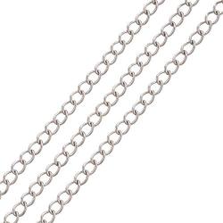 Pandahall 82 Feet/25M Soldered 304 Stainless Steel Curb Chains 4x3x0.6mm Stainless Steel Color Plated for Jewelry Making