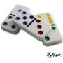 Regal Games Double 15 Colored Dot Dominoes Mexican Train Game Set with Wooden Hub, 136 Domino Tiles, 8 Metal Trains, and Collectors Tin