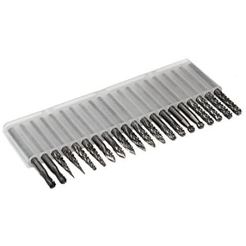 Carbide Burrs Set JESTUOUS 1/8 Shank Diameter Double Cut Tungsten Carbide Burs Rotary File Carving Grinding Bit for Die Grinder Rotary Drill Tool 20pcs