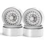 Que-T 1.9'' Pack of 4 Alloy Metal Beadlock Wheel Rims for 1/10 RC Crawler SCX10 90046 D90 Trx4 (Matt Silver)