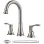 PARLOS Widespread Double Handles Bathroom Faucet with Metal Pop Up Drain and cUPC Faucet Supply Lines, Brushed Nickel, Demeter 13651