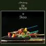 Skoo Barbecue Skewers Set - 7 Silicone Handled Stainless Steel BBQ Skewers + Silicone Storage Bag - 14'' Flat Metal Shish Kebab Skewers for Grilling - Reusable Grill Kabob Skewer Sticks + Rollable Bag