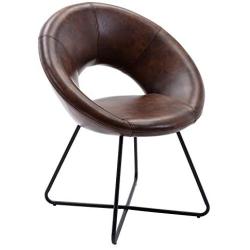 Duhome Modern PU Leather Accent Chairs Dining Chairs Arm Chair for Living Room Furniture Mid-Century Leisure Lounge Chairs with Black Metal Legs Industrial 1 PCS Dark Brown