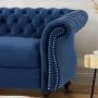Christopher Knight Home Karen Traditional Chesterfield Loveseat Sofa, Navy Blue and Dark Brown, 61.75 x 33.75 x 27.75,306027