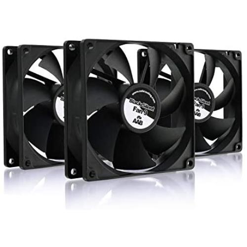 AAB Cooling Black Silent Fan 9 - Silent and Efficient 92mm Fan with 4 Anti-Vibration Pads, Case Fan, Cooling Fan, 12V, Air Cooler, 8cm Silent Fan - Value Pack 3 Pieces