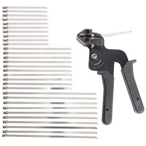YaeCCC Cable Tie Gun with 30 Pcs Stainless Steel Locking Cable Zip Ties Kit, Zip Tie Tool Exhaust Strap Wrap Coated Cable Tie for 4'' 6'' 8'' Stainless Steel Cable Ties YaeCCC Cable Tie Gun with 30 Pcs Stainless Steel Locking Cable Zip Ties Kit, Zip Tie Tool Exhaust Strap Wrap Coated Cable Tie for 4'' 6'' 8'' Stainless Steel Cable Ties
