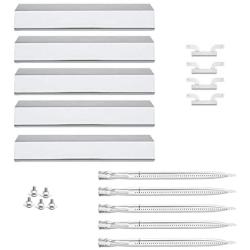 Uniflasy Gas Grill Burner Tube Pipe, Heat Shield Plate Tent/Burner Cover, Crossover/Carry Over Channel Replacement Parts Kit for Brinkmann 810-1750-S, 810-1751-S, 810-3551-0 Gas Grills
