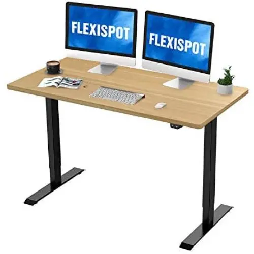 Flexispot Height Adjustable Desk, Electric Sit Stand Desk Home Office Table Standing Desk (55x28 Black+Maple) Flexispot Height Adjustable Desk, Electric Sit Stand Desk Home Office Table Standing Desk (55x28 Black+Maple)