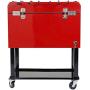 Clevr 68 Quart Qt Red Patio Cooler Ice Chest with Foosball Table Top, Portable Patio Party Bar Cold Drink Rolling Cart on Wheels with Tray Shelf,17 Gallon/ 65L Outdoor Rolling Beverage Cart