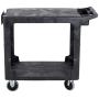 Rubbermaid Commercial Products 2-Shelf Utility/Service Cart, Small, Flat Shelves, Storage Handle, 500 lbs. Capacity, for Warehouse/Garage/Cleaning/Manufacturing (FG450589BLA)