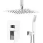 Ceiling Mounted Shower System-Polished Chrome Shower Combo Set with 12 Inches Square Rain Shower Head, Handheld and Shower Faucet Rough-in Mixer Valve and Trim