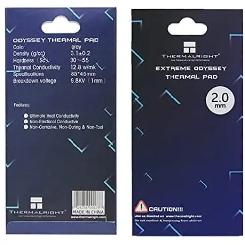 CB Thermalright Thermal Pad 12.8 W/mK, 85x45x2mm, Non Conductive Heat Resistance High Temperature Resistance, Silicone Thermal Pads for Laptop Heatsink/GPU/CPU/LED Cooler (2mm) CB Thermalright Thermal Pad 12.8 W/mK, 85x45x2mm, Non Conductive Heat Resistance High Temperature Resistance, Silicone Thermal Pads for Laptop Heatsink/GPU/CPU/LED Cooler (2mm)