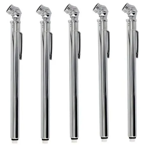SYFGO Pencil Tire Pressure Gauge (10-50 PSI ) Low - High Air Pressure Gauge with Heavy Duty Chrome Metal Head , Accurate Portable Tire Measurement Tool for Car Truck RV and Bicycle ( 5-Pack )
