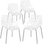 Bonnlo Modern Stackable Chair Set of 4 Kitchen Dining Chair Birch Sapling Comfy Chairs for Indoor Use (White) Bonnlo Modern Stackable Chair Set of 4 Kitchen Dining Chair Birch Sapling Comfy Chairs for Indoor Use (White)