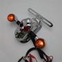 HTTMT- Chrome Smoke Metal Skull Brake Tail Light Signal Compatible with Bobber Choppers Motorcycle Bike [P/N: XH3118B-B-01-CD+SK]