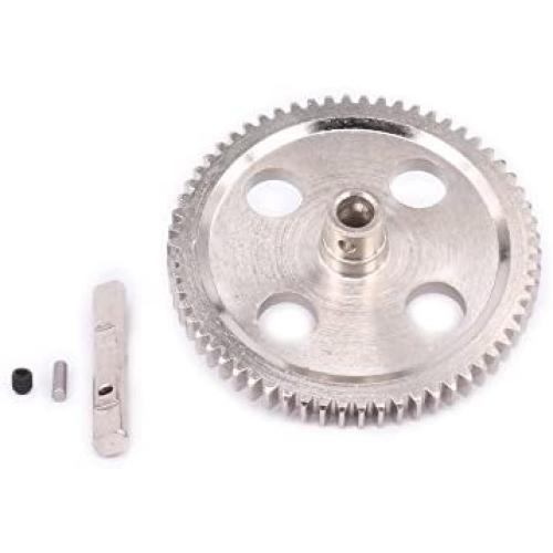 RC Metal Steel Differential Center Gear 62T CNC Machined 0015 for 1/12 Wltoys 12428 12628 12423 Short Course Buggy Off-Road Car Upgrades Parts (Silver)
