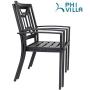 PHI VILLA Patio Dining Chair Metal Arm Chairs for Indoor ＆ Outdoor, 2 Pack - Black