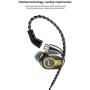 BLON BL05 in Ear Earphone, 10mm Carbon Diaphragm Dynamic Drive Metal Earphone in Ear Earphone, Metal Shell Bass HiFi DJ in Ear Monitor,in Ear Headphone with 2pin Detachable Cable (Silver with Mic)
