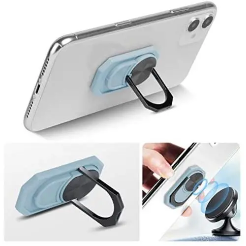 ZIYE Detachable Universal Phone Ring Holder Finger Kickstand, 360° Rotation Metal Ring Grip Holder for Magnetic Car Mount Compatible with All Smartphone(Dusty Blue) ZIYE Detachable Universal Phone Ring Holder Finger Kickstand, 360° Rotation Metal Ring Grip Holder for Magnetic Car Mount Compatible with All Smartphone(Dusty Blue)