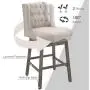 HOMCOM 2 Piece Bar Height Chair Swivel Barstool with Integrated Footrest, Solid Wood Design, and a 180 Degree Rotation, Beige