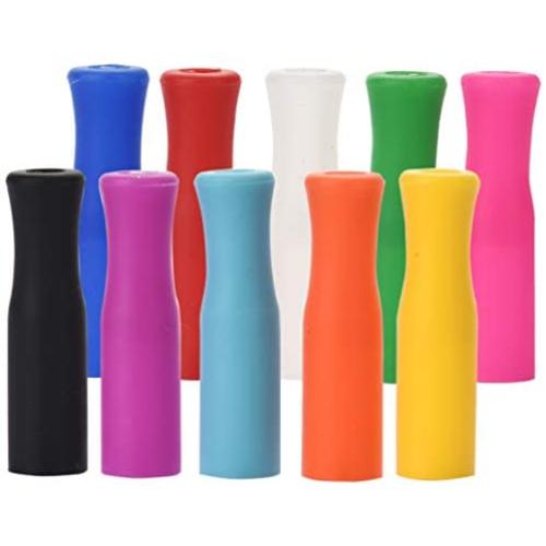 Friendly Straw 10 Pack Metal Straw Covers, Silicone Tips for .25'' Wide Stainless Steel Metal Straws (Assorted Colors)