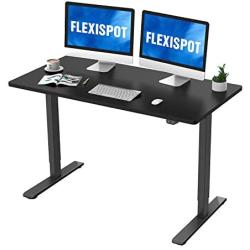 Flexispot 55 x 28 Inches Electric Stand Up Desk Workstation, Whole-Piece Desk Board Home Office Computer Standing Table Height Adjustable Desk (Black Frame + 55'' Black Top)