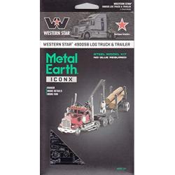 Fascinations Metal Earth ICONX Western Star 4900SB Log Truck & Trailer 3D Metal Model Kit