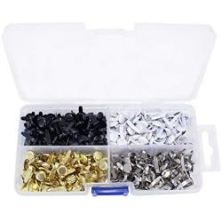 ARTCXC 1Box(400pcs) 4Colors 8mm Metal Brads Paper Fastener Brads for Scrapbooking Crafts Making DIY Art - Black,White,Goldren,Silver,Each Color 100Pcs