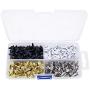 ARTCXC 1Box(400pcs) 4Colors 8mm Metal Brads Paper Fastener Brads for Scrapbooking Crafts Making DIY Art - Black,White,Goldren,Silver,Each Color 100Pcs