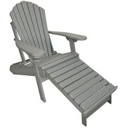 Outer Banks Deluxe Oversized Poly Lumber Folding Adirondack Chair with Integrated Footrest (Driftwood Gray) …