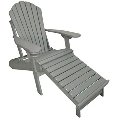 Outer Banks Deluxe Oversized Poly Lumber Folding Adirondack Chair with Integrated Footrest (Driftwood Gray) … Outer Banks Deluxe Oversized Poly Lumber Folding Adirondack Chair with Integrated Footrest (Driftwood Gray) …