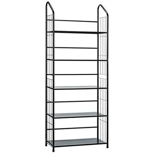 Unbrand Black 5 Tier Metal Bookshelf Rack,