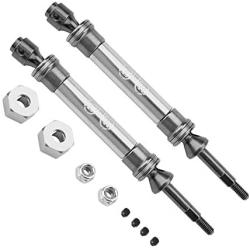 keyren Rear Drive Shaft RC Truck Drive Shaft, 2pcs SLA031 Upgrade Parts CVD Transmission Axle, Metal for Traxxas Slash 4X4 1/10 Truck RC Car(SLA031T Titanium Gray)