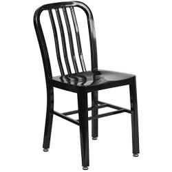 Flash Furniture Commercial Grade Black Metal Indoor-Outdoor Chair