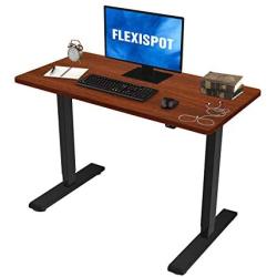 FLEXISPOT Electric Height Adjustable Standing Desk, Sit Stand Desk Heavy Duty Steel Stand Up Desk Frame w/Automatic Smart Keypad (42x24 Black Frame+Mahogany Top)