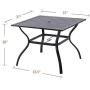 Patio Dining Table Outdoor Metal Steel Frame Square Table with Umbrella Hole, Dining Table for 4 Patio Dining Table Outdoor Metal Steel Frame Square Table with Umbrella Hole, Dining Table for 4