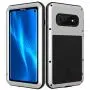 LOVE MEI Samsung Galaxy S10 Case with Built-in Glass Screen Protector Full-Body Wireless Charging Sturdy Hard Cover Shockproof Dustproof Metal and Silicone Heavy Duty Case for Samsung S10 (Silver)