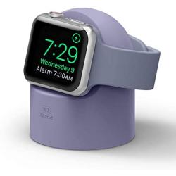 elago W2 Charger Stand Compatible with Apple Watch Series 6/SE/5/4/3/2/1 (44mm, 42mm, 40mm, 38mm), Durable Silicone, Compatible with Nightstand Mode (Lavender Grey)