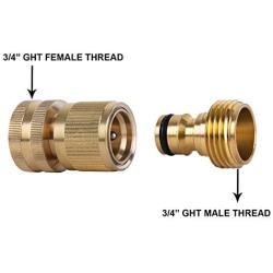 HQMPC Garden Hose Quick Connect Solid Brass Quick Connector Garden Hose Fitting Water Hose Connectors 3/4 inch GHT (4Sets)