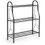 Giantex 3-Tier Metal Plant Stand, Scrollwork Design, Indoor & Outdoor Flower Rack, Multifunctional Home Storage Organizer Shelf, Pot Holder with Built-in Handles (Black)