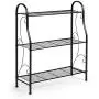 Giantex 3-Tier Metal Plant Stand, Scrollwork Design, Indoor & Outdoor Flower Rack, Multifunctional Home Storage Organizer Shelf, Pot Holder with Built-in Handles (Black)