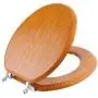 Angel Shield Durable Wood Veneer Natural Toilet Seat Metal Hinged Easy Clean Anti-scratch American Standard(Round,Wood Color)