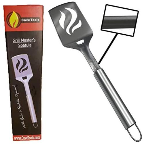 Barbecue Spatula With Bottle Opener - Heavy Duty 20% Thicker Stainless Steel - Wide Metal Grilling Turner for Burgers Steak & Fish - Large BBQ Grill Handle - Best Cooking Utensils & Accessories