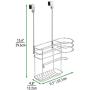 mDesign Metal Over Door Hair Care & Styling Tool Storage Organizer Basket for Hair Dryer, Flat Iron, Curling Wand, Hair Straightener, Brush - Hang Inside or Outside Cabinet Doors, 2 Sections - Chrome