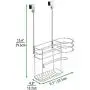 mDesign Metal Over Door Hair Care & Styling Tool Storage Organizer Basket for Hair Dryer, Flat Iron, Curling Wand, Hair Straightener, Brush - Hang Inside or Outside Cabinet Doors, 2 Sections - Chrome