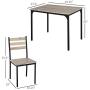 HOMCOM Modern 5-Piece Wooden Counter Dining Kitchen Table Set, 1 Table 4 Chairs Metal Legs, Suitable for Outdoors, Grey