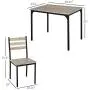 HOMCOM Modern 5-Piece Wooden Counter Dining Kitchen Table Set, 1 Table 4 Chairs Metal Legs, Suitable for Outdoors, Grey